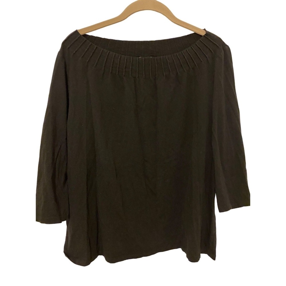 Talbots: Black Pleated Neckline Top